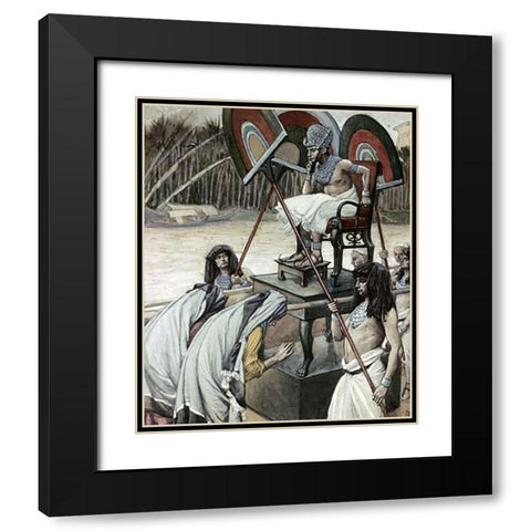 Pharaoh and The Midwives Black Modern Wood Framed Art Print with Double Matting by Tissot, James