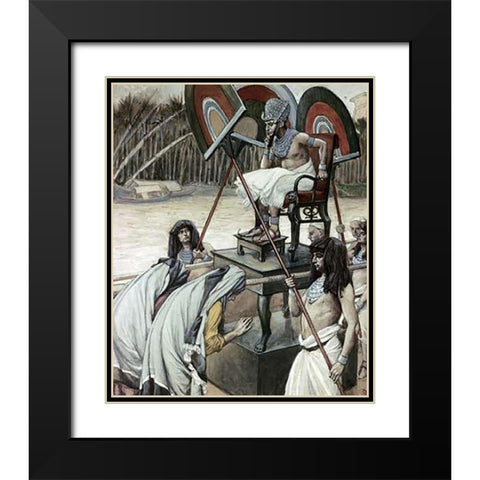 Pharaoh and The Midwives Black Modern Wood Framed Art Print with Double Matting by Tissot, James