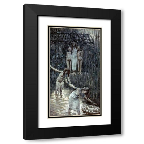 Pharaohs Daughter Has Moses Brought To Her Black Modern Wood Framed Art Print with Double Matting by Tissot, James