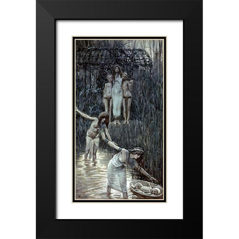 Pharaohs Daughter Has Moses Brought To Her Black Modern Wood Framed Art Print with Double Matting by Tissot, James