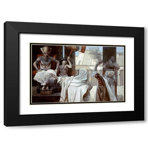 Plague of Boils and Blains Black Modern Wood Framed Art Print with Double Matting by Tissot, James