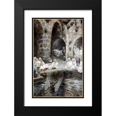 Pool of Bethesda Black Modern Wood Framed Art Print with Double Matting by Tissot, James Jacques