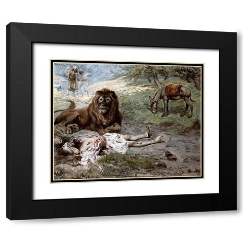 Prophet Slain By The Lion Black Modern Wood Framed Art Print with Double Matting by Tissot, James