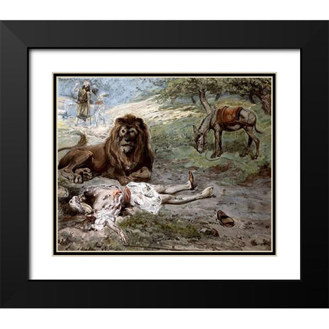 Prophet Slain By The Lion Black Modern Wood Framed Art Print with Double Matting by Tissot, James