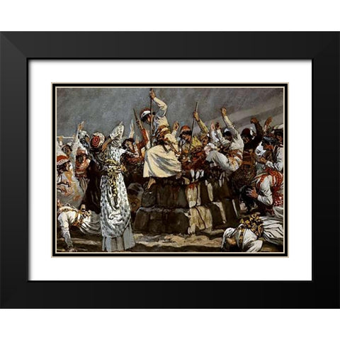 Prophets of Baal Leap Upon The Alter Black Modern Wood Framed Art Print with Double Matting by Tissot, James