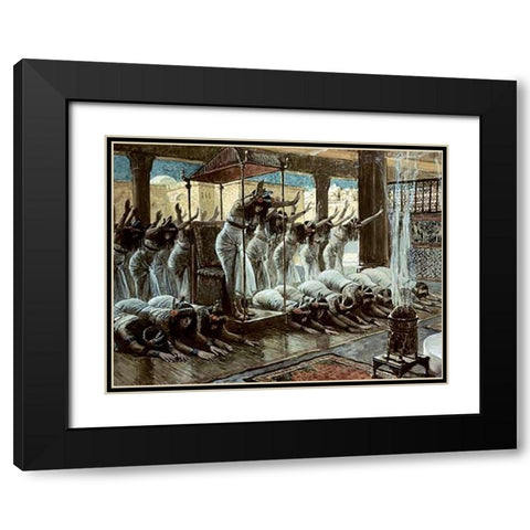 Queen of Sheba Visits Solomon Black Modern Wood Framed Art Print with Double Matting by Tissot, James