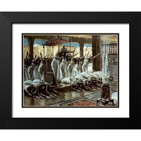 Queen of Sheba Visits Solomon Black Modern Wood Framed Art Print with Double Matting by Tissot, James