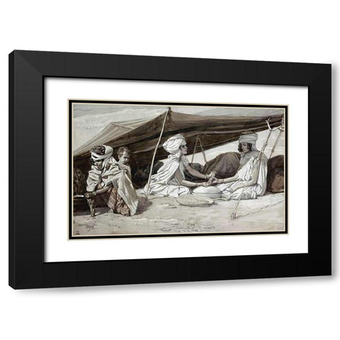 Rachel and Leah Black Modern Wood Framed Art Print with Double Matting by Tissot, James