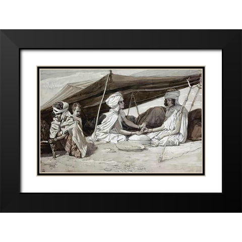Rachel and Leah Black Modern Wood Framed Art Print with Double Matting by Tissot, James