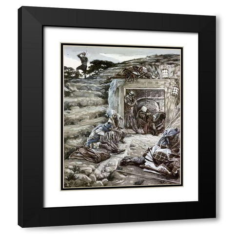Roman Guards at The Tomb Black Modern Wood Framed Art Print with Double Matting by Tissot, James