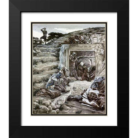 Roman Guards at The Tomb Black Modern Wood Framed Art Print with Double Matting by Tissot, James