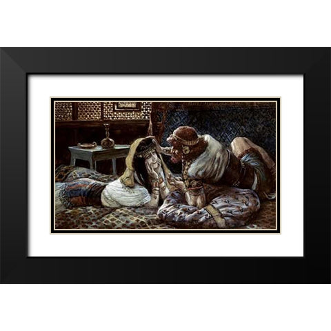 Samson and Delilah Black Modern Wood Framed Art Print with Double Matting by Tissot, James