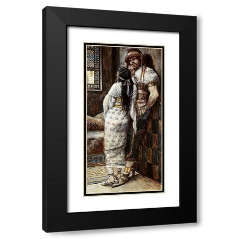 Samson and His Wife Black Modern Wood Framed Art Print with Double Matting by Tissot, James