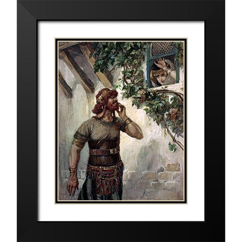 Samson Seeth Delilah at Her Window Black Modern Wood Framed Art Print with Double Matting by Tissot, James