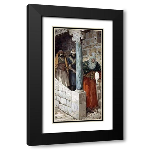 Samuel and His Two Sons Black Modern Wood Framed Art Print with Double Matting by Tissot, James