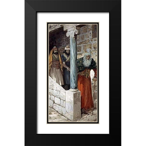 Samuel and His Two Sons Black Modern Wood Framed Art Print with Double Matting by Tissot, James