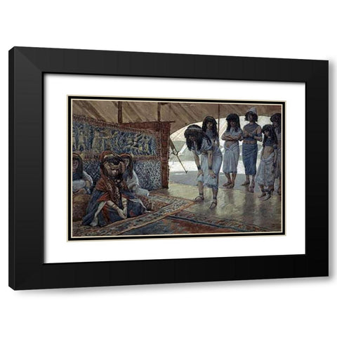 Sarah (Sarai) Is Taken To Pharaohs Palace Black Modern Wood Framed Art Print with Double Matting by Tissot, James