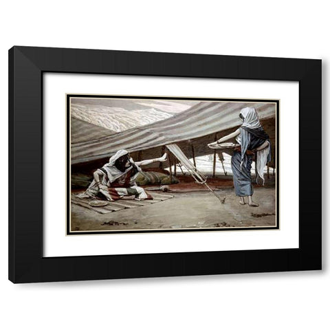Sarah (Sarai) Sends Hagar Away Black Modern Wood Framed Art Print with Double Matting by Tissot, James