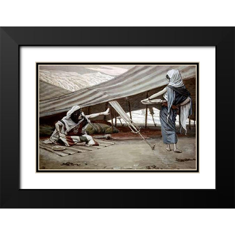 Sarah (Sarai) Sends Hagar Away Black Modern Wood Framed Art Print with Double Matting by Tissot, James