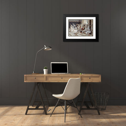 Saul Commands Doeg To Slay The Priests Black Modern Wood Framed Art Print with Double Matting by Tissot, James