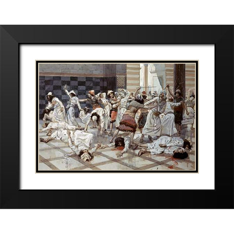 Saul Commands Doeg To Slay The Priests Black Modern Wood Framed Art Print with Double Matting by Tissot, James