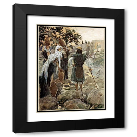 Saul Questions The Young Maidens Black Modern Wood Framed Art Print with Double Matting by Tissot, James