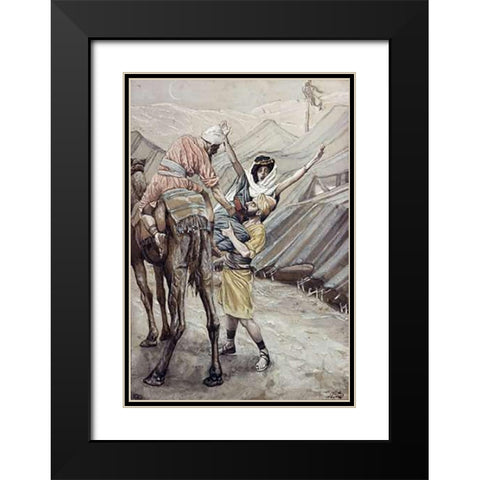 Seduction of Dinah, Daughter of Leah Black Modern Wood Framed Art Print with Double Matting by Tissot, James