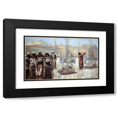 Seven Alters of Balaam Black Modern Wood Framed Art Print with Double Matting by Tissot, James