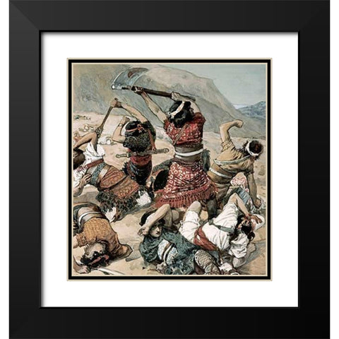 Shamgar Son of Anath Black Modern Wood Framed Art Print with Double Matting by Tissot, James