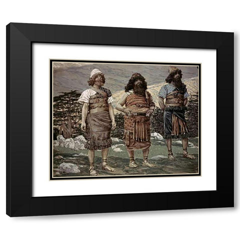 Shem, Ham and Japbeth Black Modern Wood Framed Art Print with Double Matting by Tissot, James