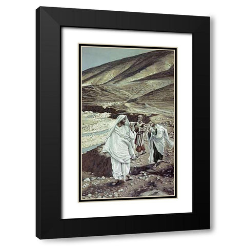 The Calling of Andrew and John Black Modern Wood Framed Art Print with Double Matting by Tissot, James