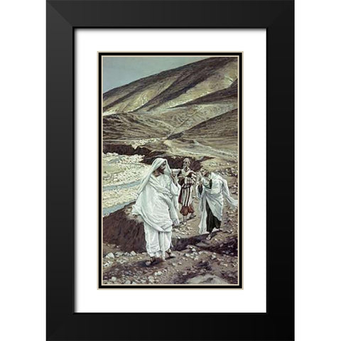 The Calling of Andrew and John Black Modern Wood Framed Art Print with Double Matting by Tissot, James
