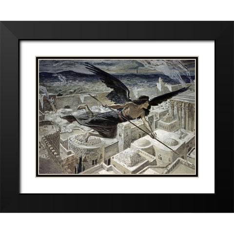 The Slaying of the Assyrians Black Modern Wood Framed Art Print with Double Matting by Tissot, James Jacques