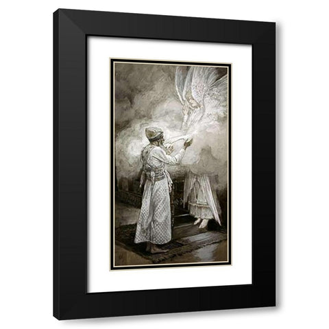 The Vision of Zacharias Black Modern Wood Framed Art Print with Double Matting by Tissot, James