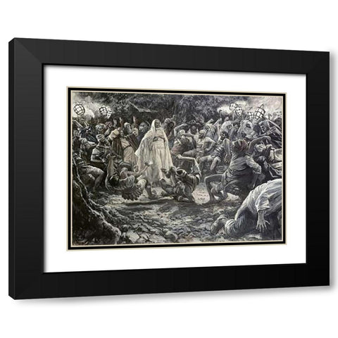 They Went Backward and Fell To The Ground Black Modern Wood Framed Art Print with Double Matting by Tissot, James