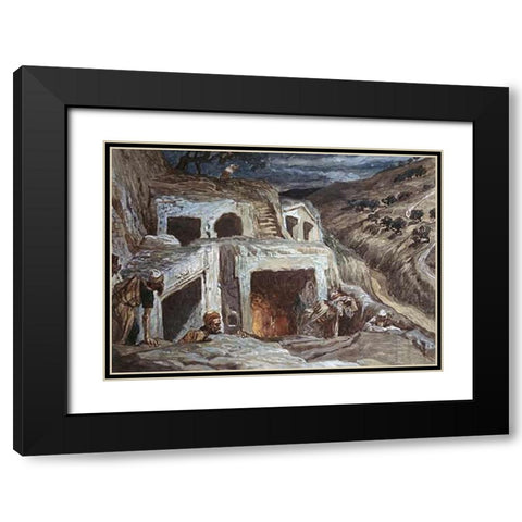 Those That Dwell In The Sepulchers Black Modern Wood Framed Art Print with Double Matting by Tissot, James