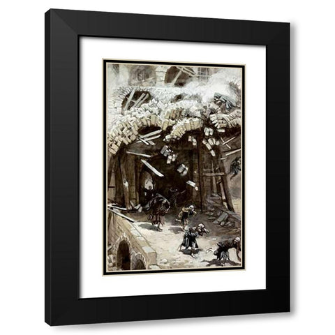 Tower of Siloam Black Modern Wood Framed Art Print with Double Matting by Tissot, James