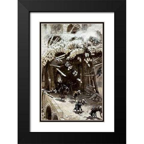 Tower of Siloam Black Modern Wood Framed Art Print with Double Matting by Tissot, James