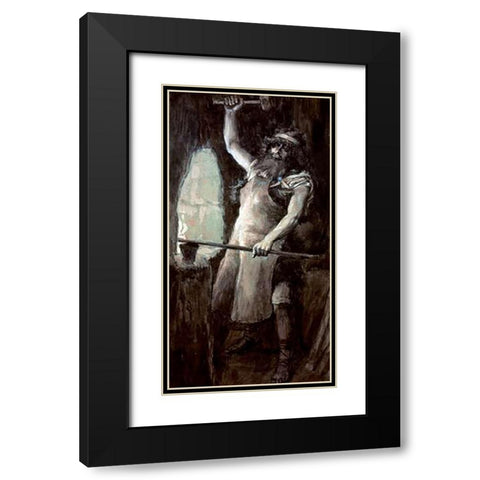 Tubal-Cain Black Modern Wood Framed Art Print with Double Matting by Tissot, James