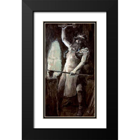 Tubal-Cain Black Modern Wood Framed Art Print with Double Matting by Tissot, James