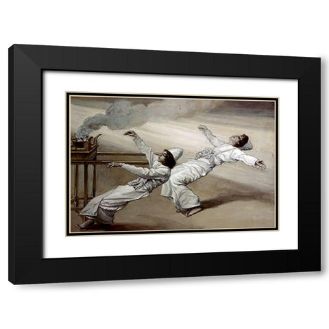 Two Priests Are Destroyed Black Modern Wood Framed Art Print with Double Matting by Tissot, James