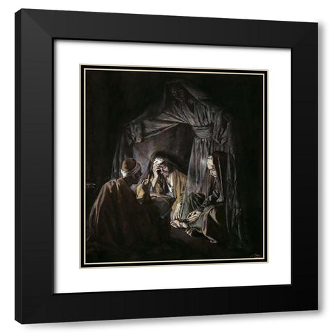 Union In Prayer Black Modern Wood Framed Art Print with Double Matting by Tissot, James