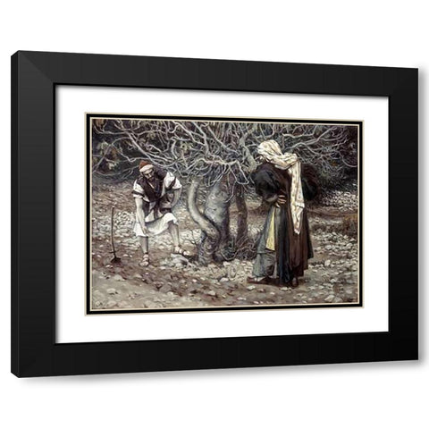 Vine Dresser and The Fig Tree Black Modern Wood Framed Art Print with Double Matting by Tissot, James