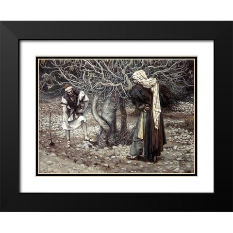 Vine Dresser and The Fig Tree Black Modern Wood Framed Art Print with Double Matting by Tissot, James