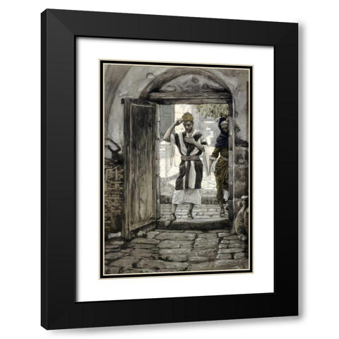 When Ye Come Into a House Salute It Black Modern Wood Framed Art Print with Double Matting by Tissot, James Jacques