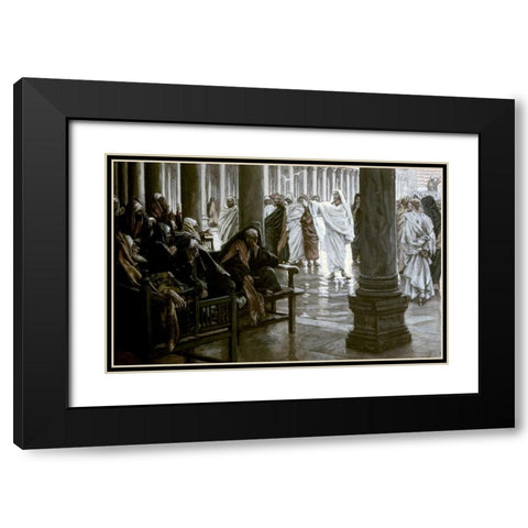 Woe Unto You Scribes and Pharisees Black Modern Wood Framed Art Print with Double Matting by Tissot, James Jacques