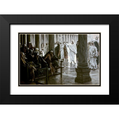 Woe Unto You Scribes and Pharisees Black Modern Wood Framed Art Print with Double Matting by Tissot, James Jacques