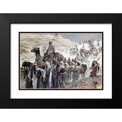 Women of Ziklag Taken Into Captivity Black Modern Wood Framed Art Print with Double Matting by Tissot, James