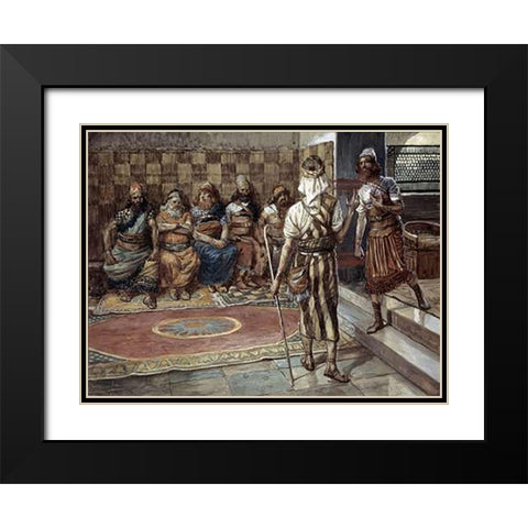 Young Prophet Before The Council Black Modern Wood Framed Art Print with Double Matting by Tissot, James
