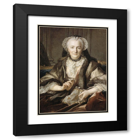 Portrait of Madame Dange Black Modern Wood Framed Art Print with Double Matting by Tocque, Louis